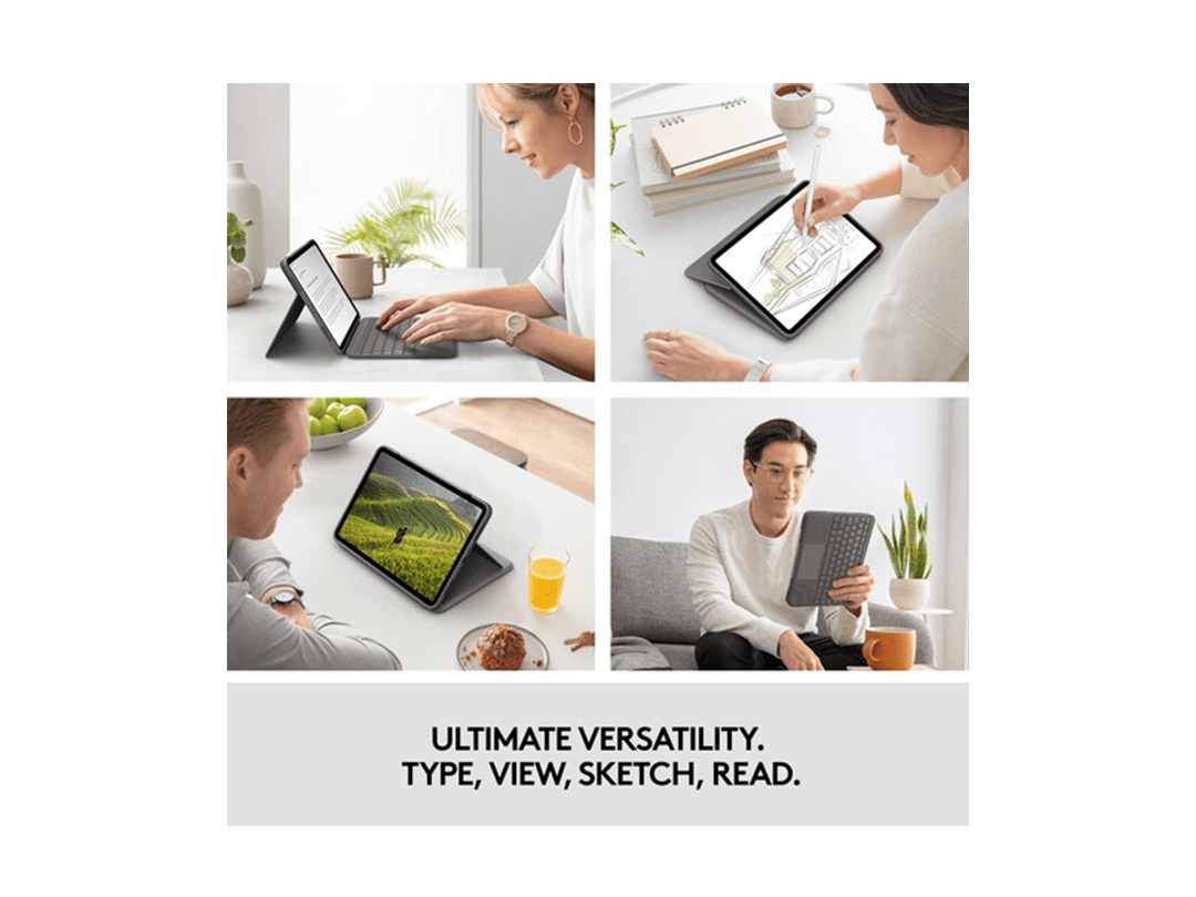 Logitech Folio Touch iPad Keyboard Case with Trackpad and Smart Connector for iPad Air 11-inch (M2), iPad Air (4th & 5th gen), Ara Qwerty – Graphite in Qatar Logitech Folio Touch iPad Keyboard Case with Trackpad and Smart Connector for iPad Air 11-inch (M2), iPad Air (4th & 5th gen), Ara Qwerty – Graphite in Qatar